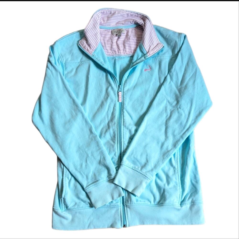 Cuffy's Of Cape Cod Full Zip Light Blue Preppy Sweatshirt Activewear Jacket
